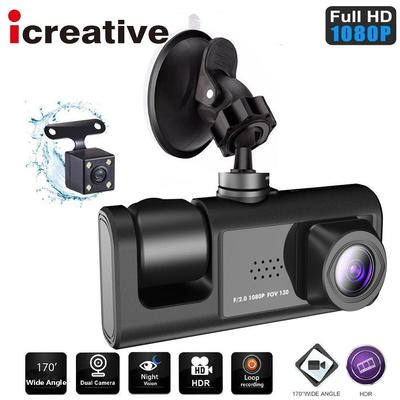 Auto DVR 3 Kameras Full HD 1080P Dual Objektiv Auto DVR Kamera 2,0 zoll IPS Bildschirm Vorne Hinten recorder Kamera