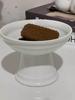 Pure White Ceramic Multi-Level Pastry and Sushi Plate with Tall Legs