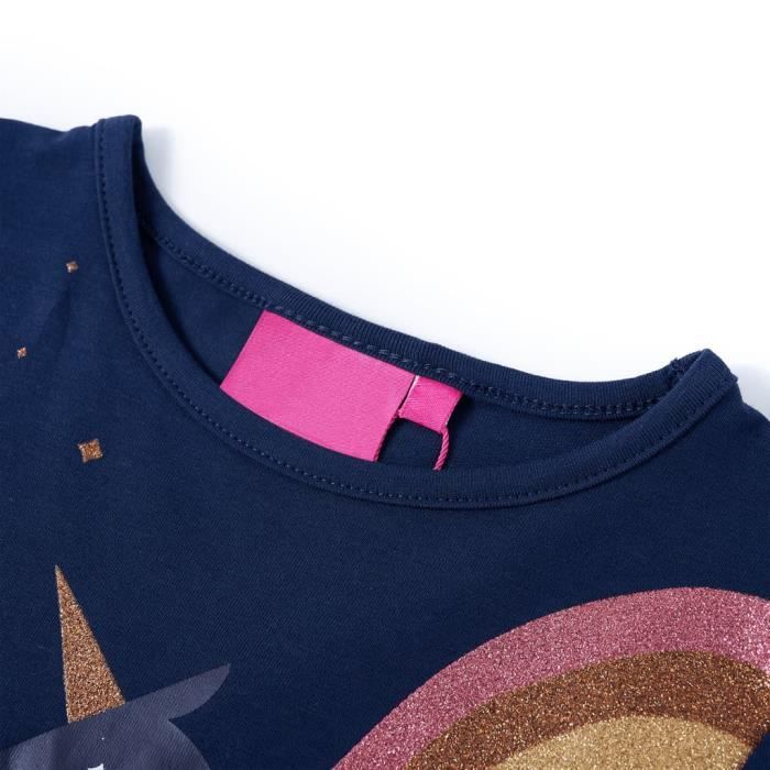 T-shirt enfants à manches longues design licorne 2 couleurs et 5 dimensions disponibles