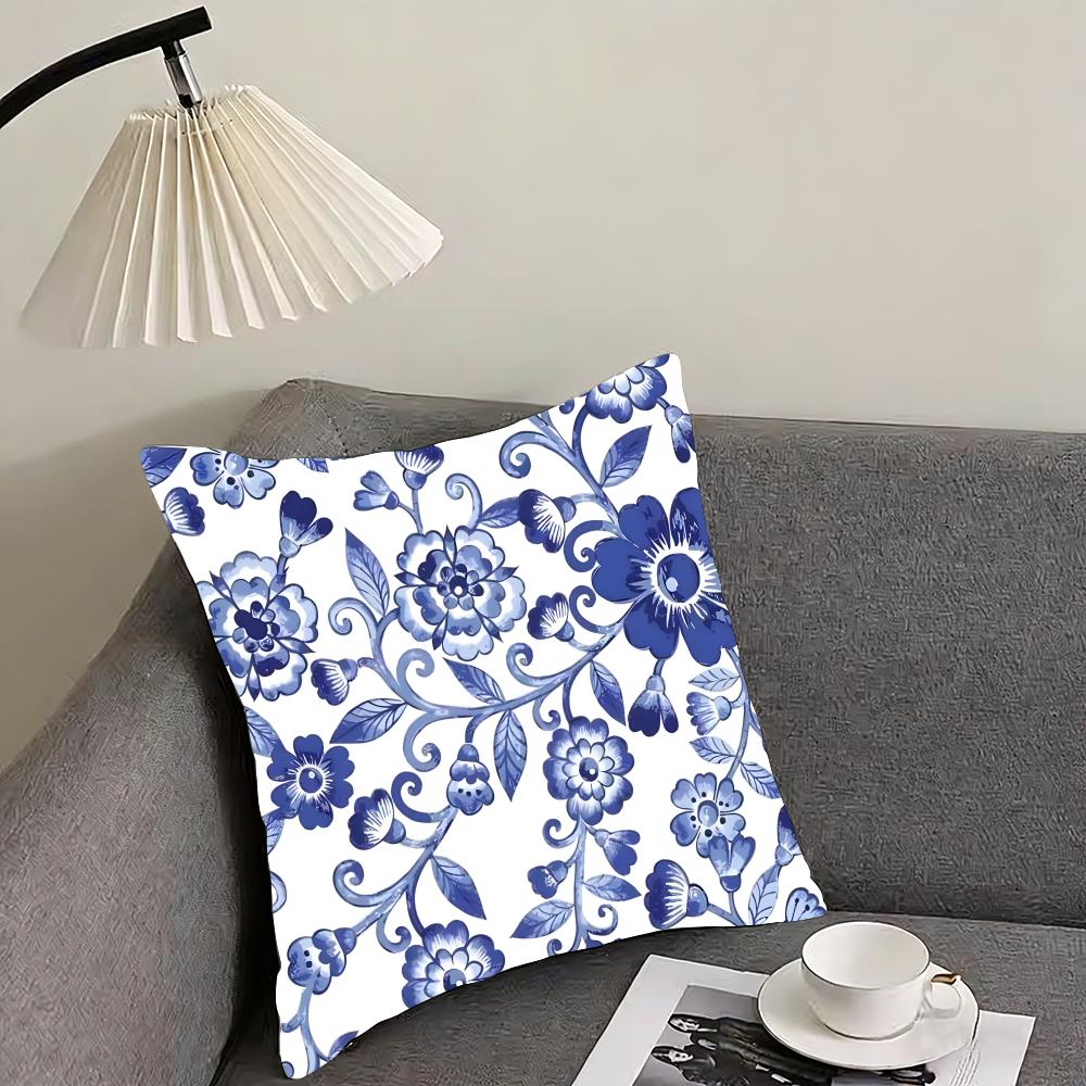 Blue Pattern Hot Cushion Cover Pillowcase Ultra Soft Skin Friendly Fabric Cloud Like Comfort  Concealed Zipper