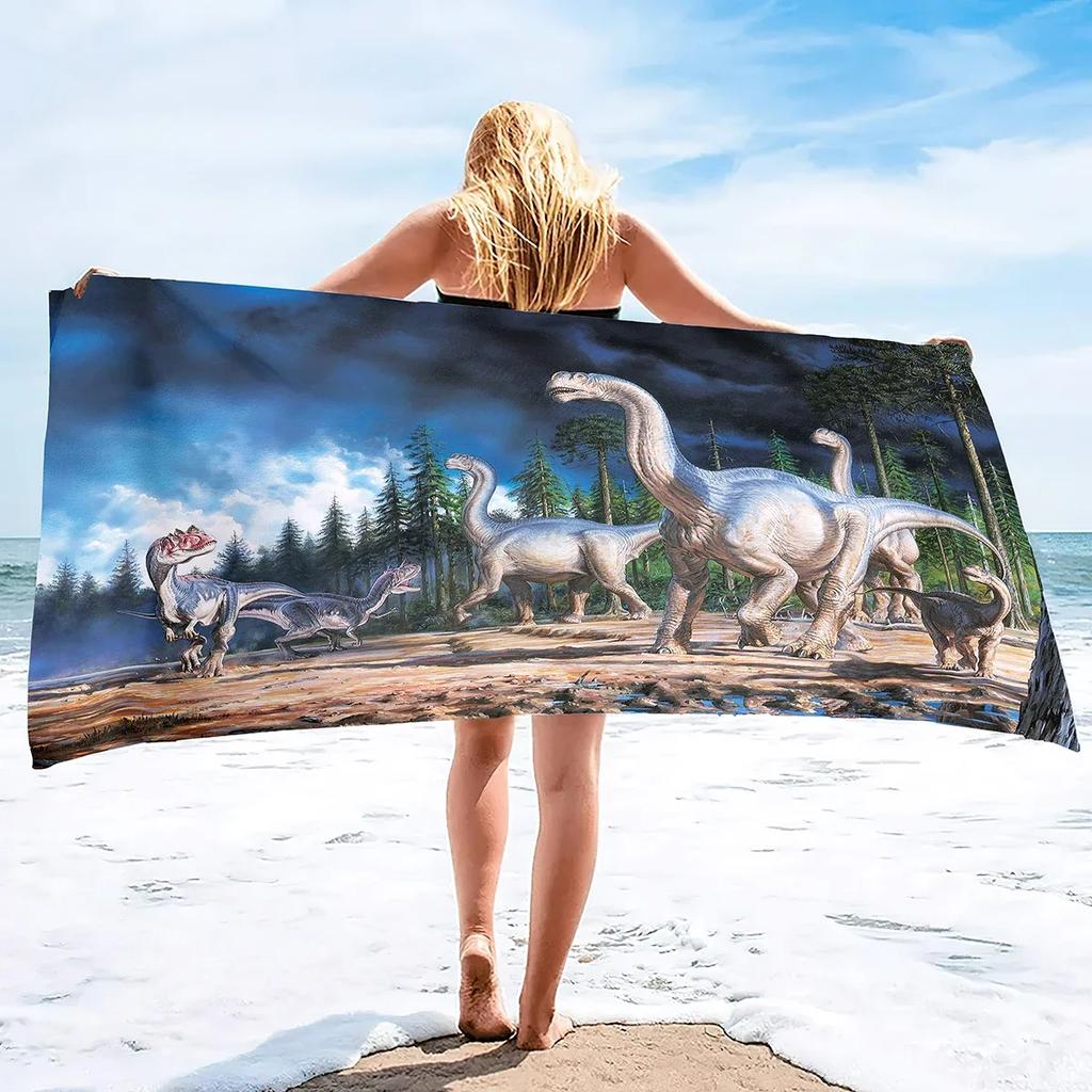 Dinosaur Beach Towel Watercolor Camping S for Boys Kids Quick Dry Ultra Absorbent Super Soft Blanket Pool