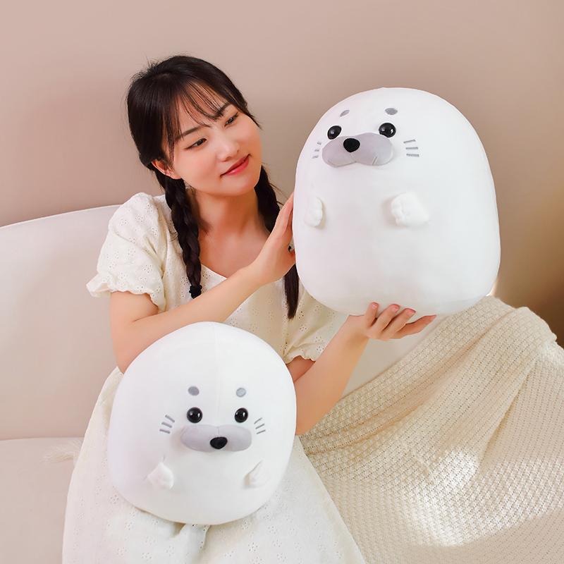 Squishy Fatty Seal Doll Plush Toy Ultra Soft White Blue Aquatic Cartoon Animal Pillow Down Cotton Stuffed Plushie Gift