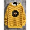 Beehive Bees Design Full Print Hoodie Unisex Yellow Stripe Bee Casual Retro Aboriginal Hooded Coat  Novel Oversized Spring