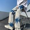 Jeans tinti in cravatta modello Hip Hop da uomo Pantaloni casual alla moda Pantaloni da strada coreani Pantaloni larghi da uomo oversize