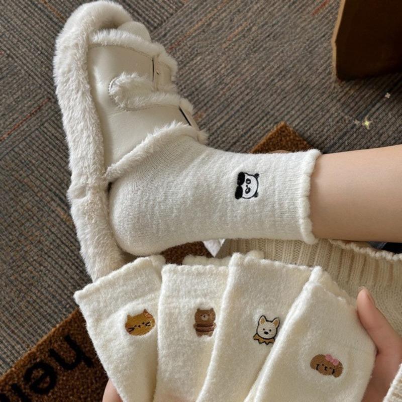 Autumn and Winter Socks, Women's Mid-calf Thickened Warm Postpartum Socks, Solid-color Home Sleeping Floor Socks, Long Calf Socks