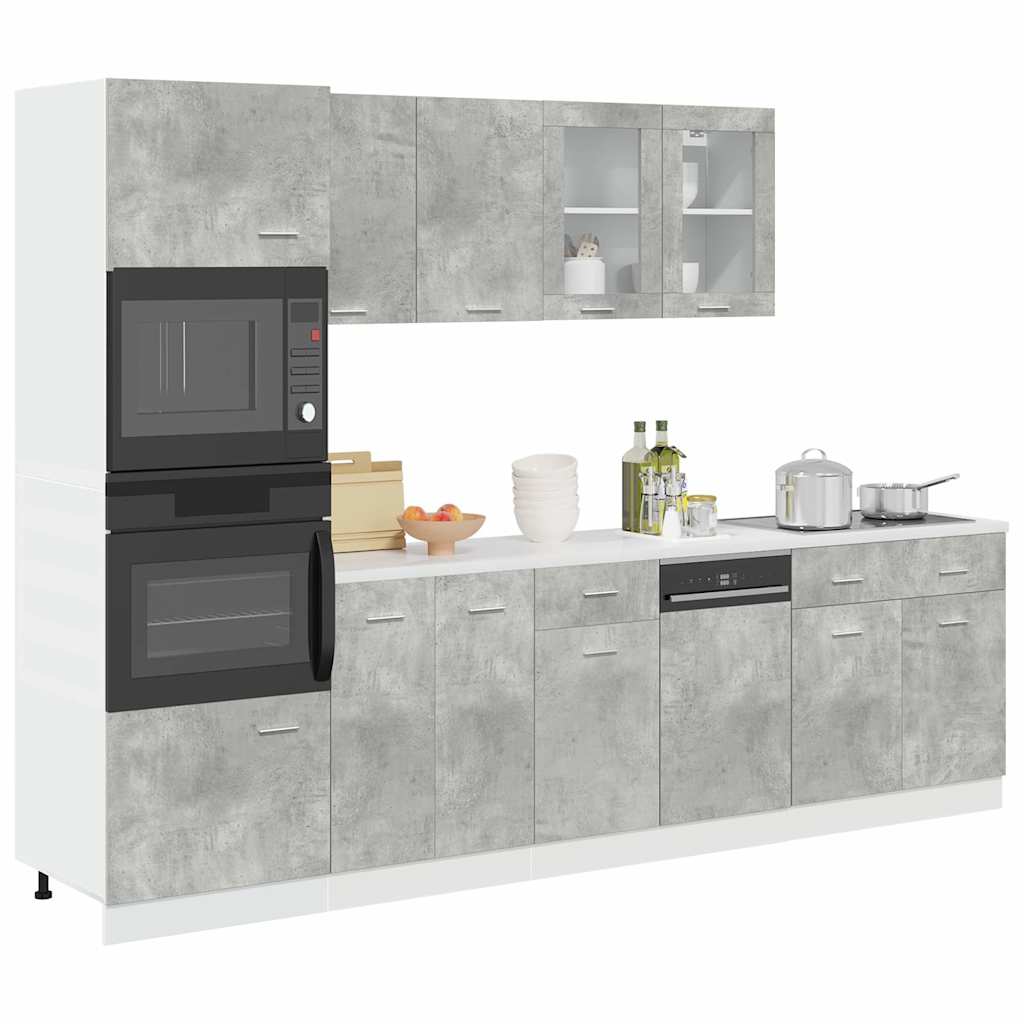 7 Piece Kitchen Furniture Set Lyon Concrete Grey Particleboard