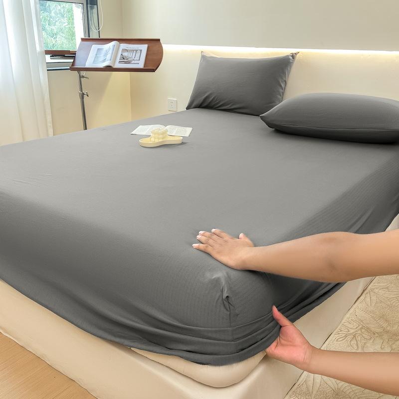 Простыня с эластичным мытым хлопковым голубым цветочным принтом — фото 8