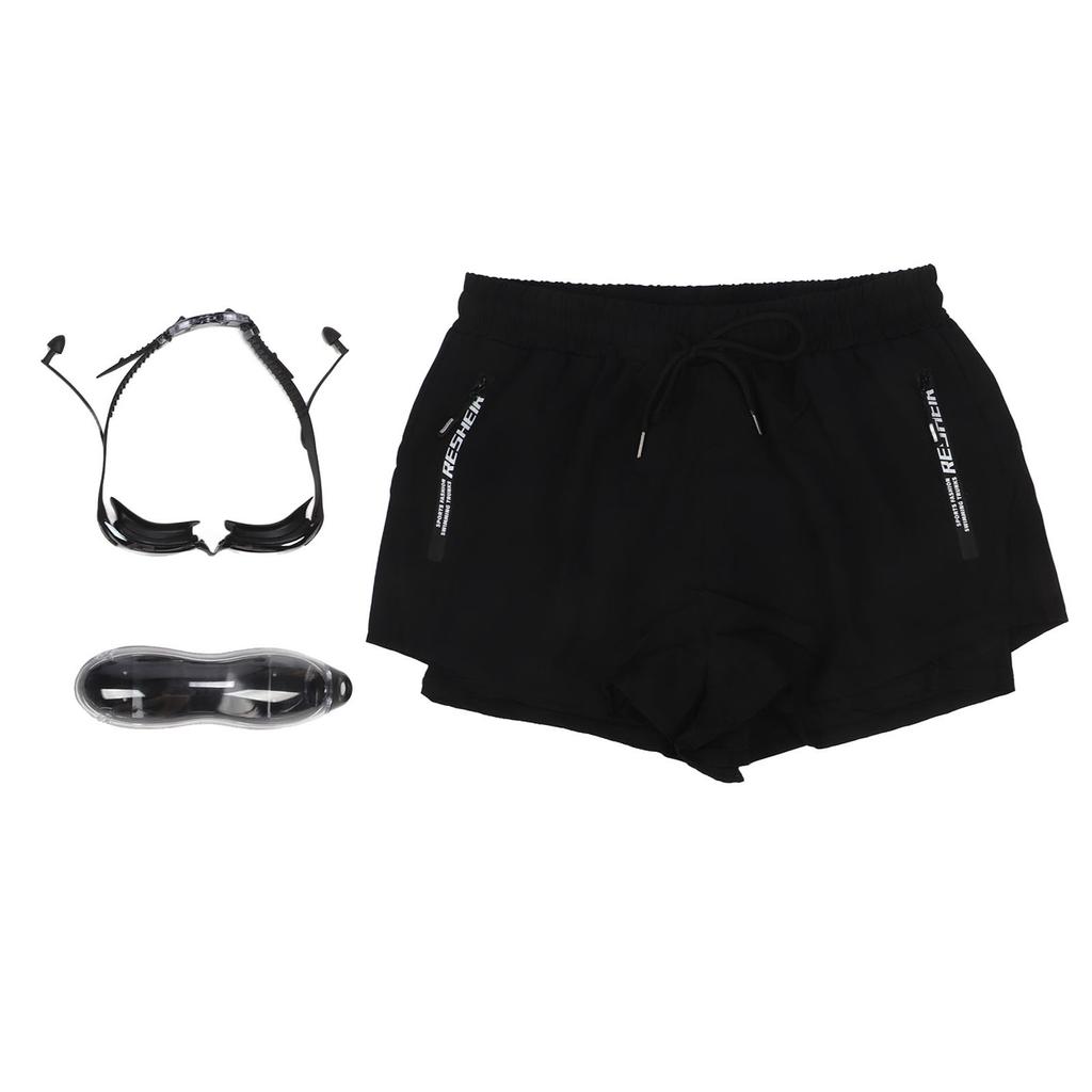 Men Swimming Shorts Swimming Goggles Storage Case Set Male Swimming Accessories Kit XXL 65 75kg