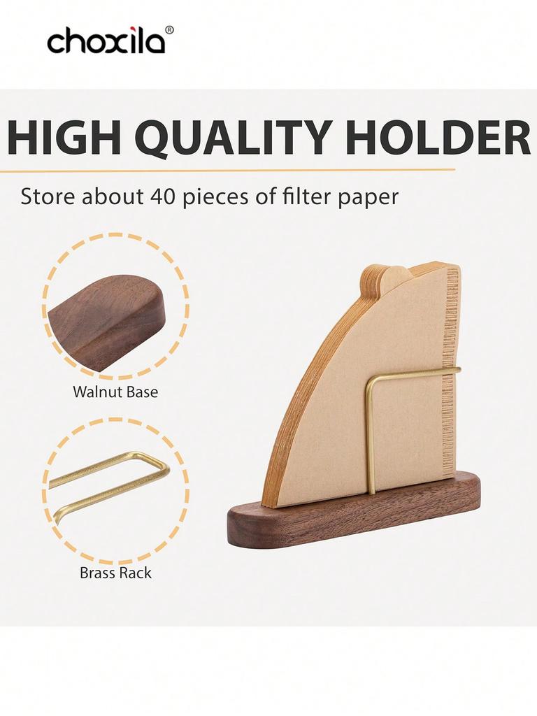 1pc Coffee Filter Paper Holder Filter Paper Rack, Walnut Wooden Filter Paper Stand, Pour Over Coffee Filter Paper Storage