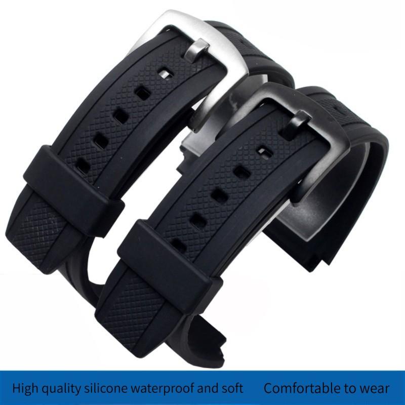 Silikon-Gummi Sport-Uhrenarmband für Casio 5119 Edifice EF-552 Armband EF-552D-1A Herrenarmband Edelstahl-Schnalle Schwarz 20mm
