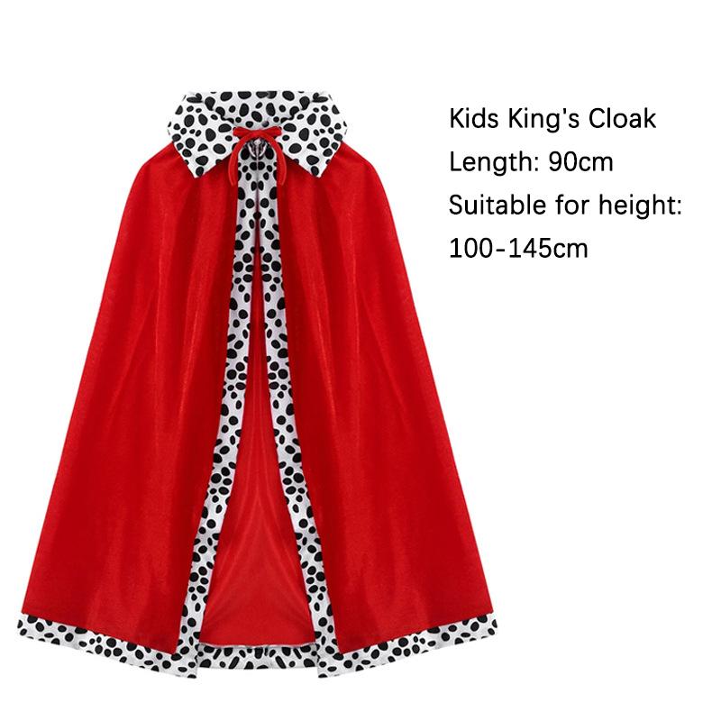 Cape pour adultes et enfants Roi Prince Costume Cosplay Couronne Châle Activité Parent-Enfant Costume de Spectacle de Fête Cape d'Halloween One Size
