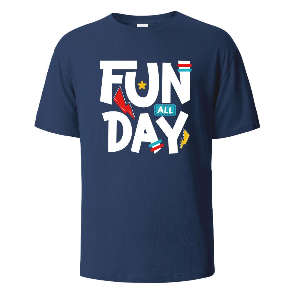 Summer men's fun printed 100% pure cotton comfortable, breathable, sweat absorbing round neck short sleeved T-shirt