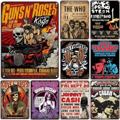 Rock Metal Tin Signs Music Band Wall Decoration Plaque Vintage Art Poster Iron Painting for Man Cave Home Cafe Garden Club Ba