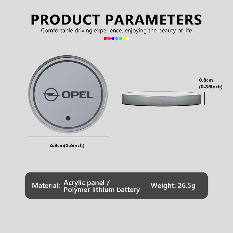 For Opel 7 Color LED Car Cup Holder Light Luminous Coaster Water Cup Pad Accessories Insignia Corsa Zafira Meriva Mokka Astra H