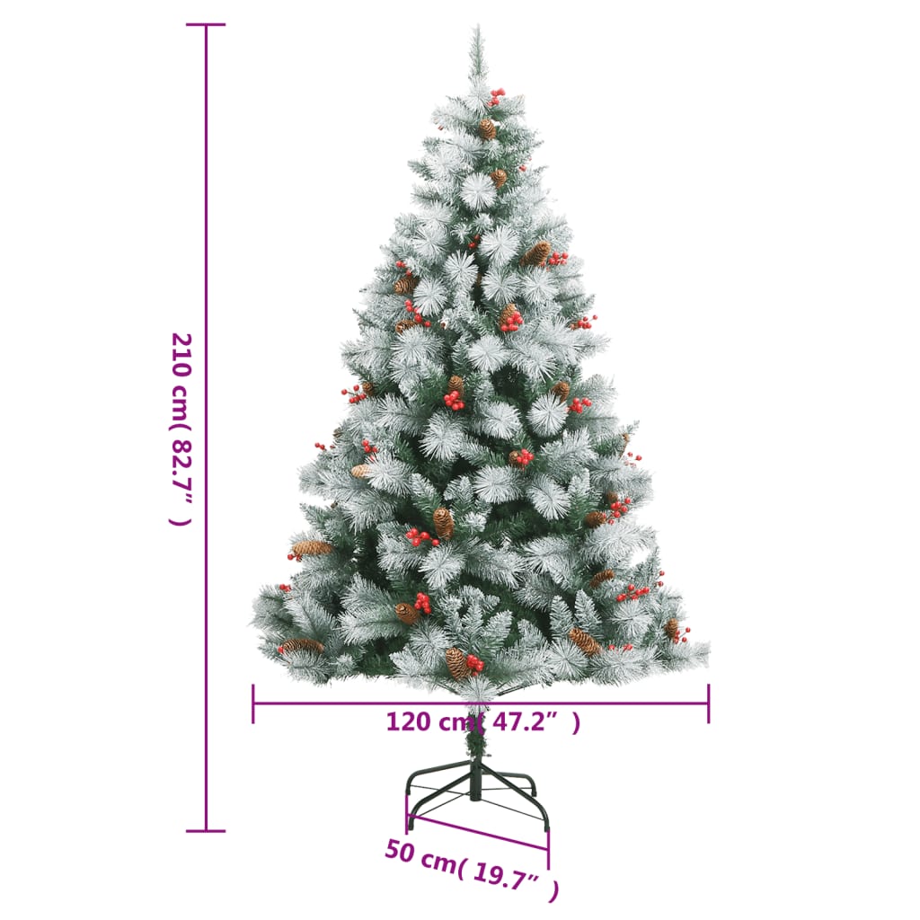 Artificial Christmas Tree Foldable with Pine Cones & Berries 210 cm