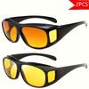 2PCS Night Vision Sunglasses Men Driving Glasses for Vision Blue Light Blocking Computer Glasses Yellow Lens Fishing Eyewear
