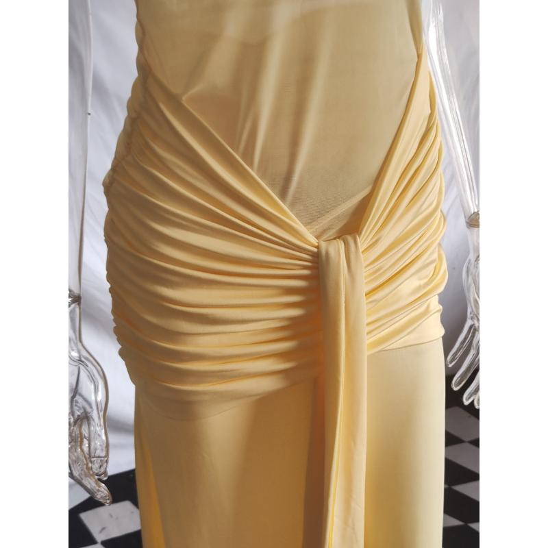 2026 Summer Women's Sheer Mesh Mermaid Gown, Adjustable Halter Neck Dress with Flowing Sash, Sexy Bodycon Evening Dress for Formal Parties