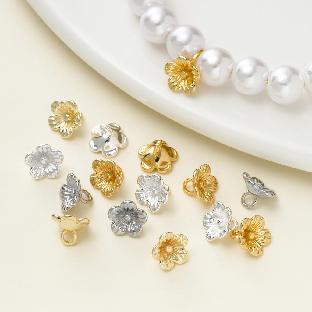 2Piece/Pack 14/18K Gold Color Plated Flower Shape Charms Pendants for DIY Bracelet Necklace Jewelry Making Accessories