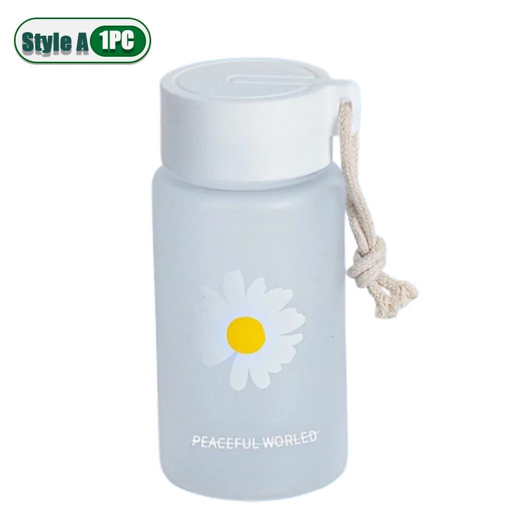 Small Daisy Frosted Plastic Mug Transparent Portable Travel Tea Cup BPA Free Cute Outdoor Girl Water Cup Children Water Bottle