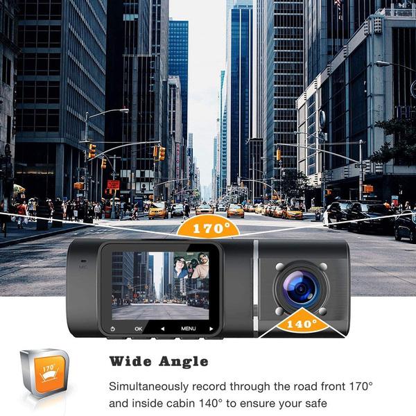 2024 Upgrade Dual Dash Cam FHD 1080P+1080P Front Inside Cabin Car Camera Driving Recorder LCD Display Gravity Sensor Automatic Video Recording