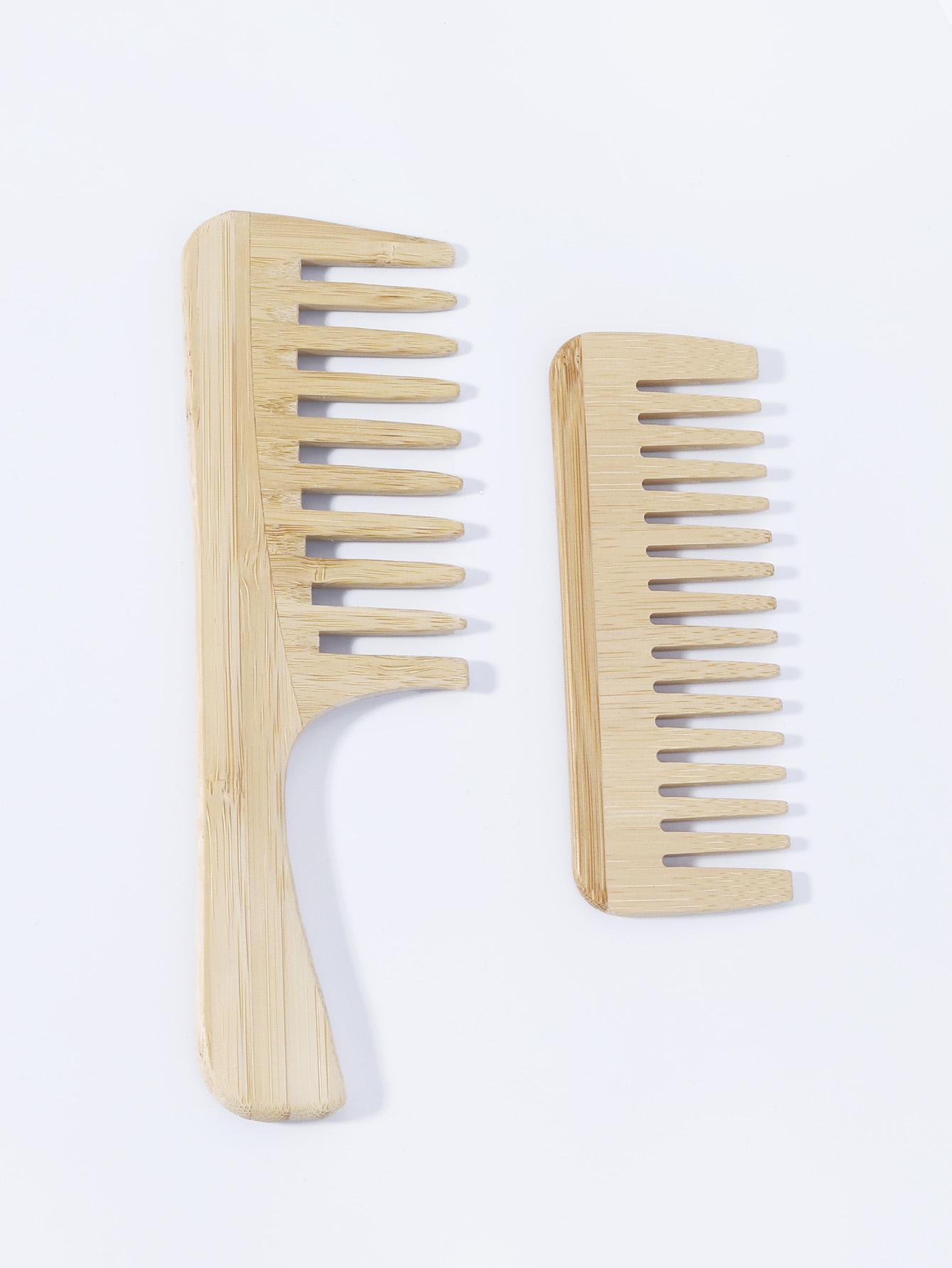 

2-piece natural bamboo comb set, large wide toothed hair comb, anti-static hair comb,Special for real hair wigs