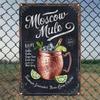 Vintage Metallplåtskylt Barinredning 8x12 Tum Rustik Väggkonst med Moscow Mule-recept Kök Retro
