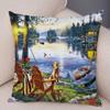Vintage Colorful Style Coconut Tree Pillow Cover Country House Landscape Pillow Sofa Car Office Cushion Cover Home Decor