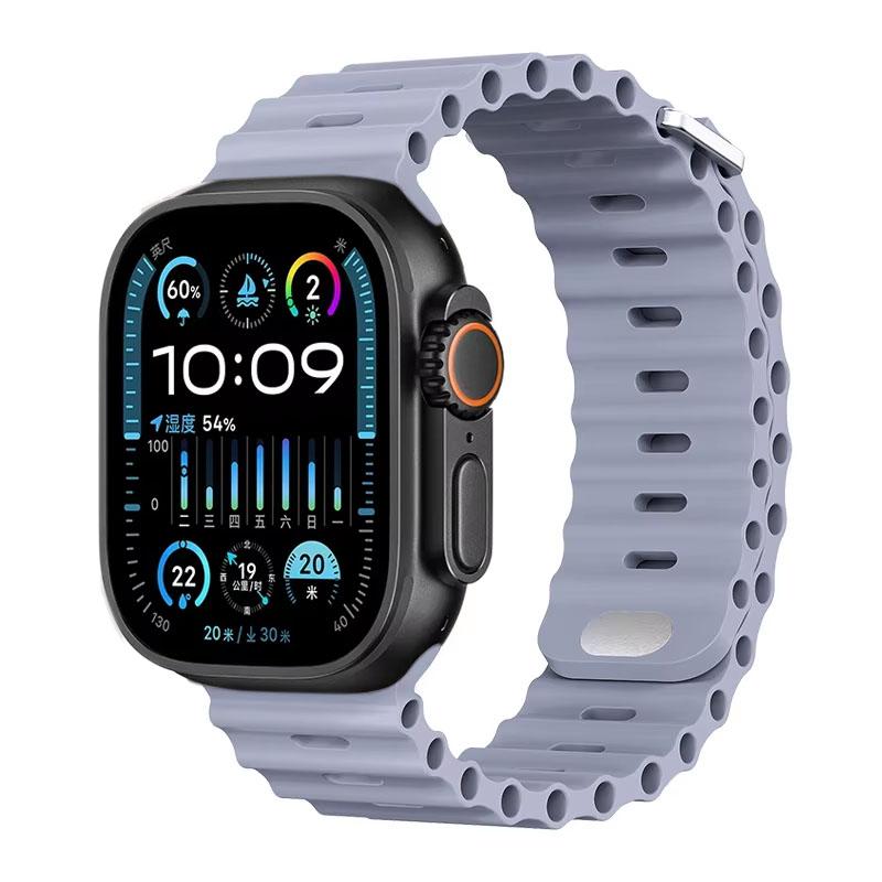 Silicone Ocean Strap For Apple Watch Band Ultra 3/2 49mm 46mm 45mm 42mm 44mm 41mm Sports Bracelet iWatch 11 10 9 8 7 6 5 SE band
