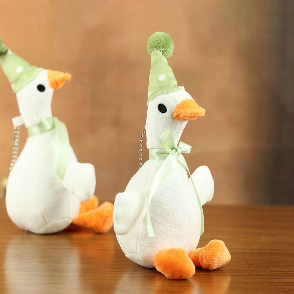 Cute Cartoon Design Plush Goose Keychain Toys 20Cm Soft White Goose Keychain Fluffy Stuffed Animal Bag Charm For Friend Gift