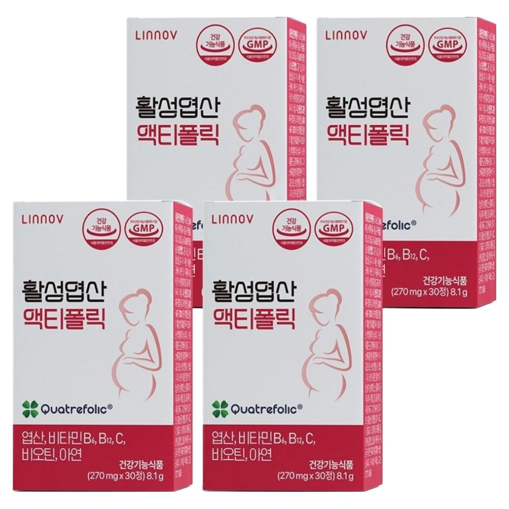 Linov Active Folic Acid Actifolic 30 Tablets (4 pcs)