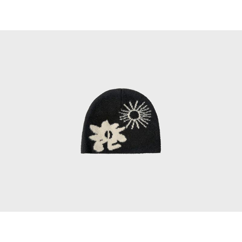 

Niche jacquard plush knitted hat for men and women, autumn and winter warm pullover hat, ski hat, cold hat trend чёрный