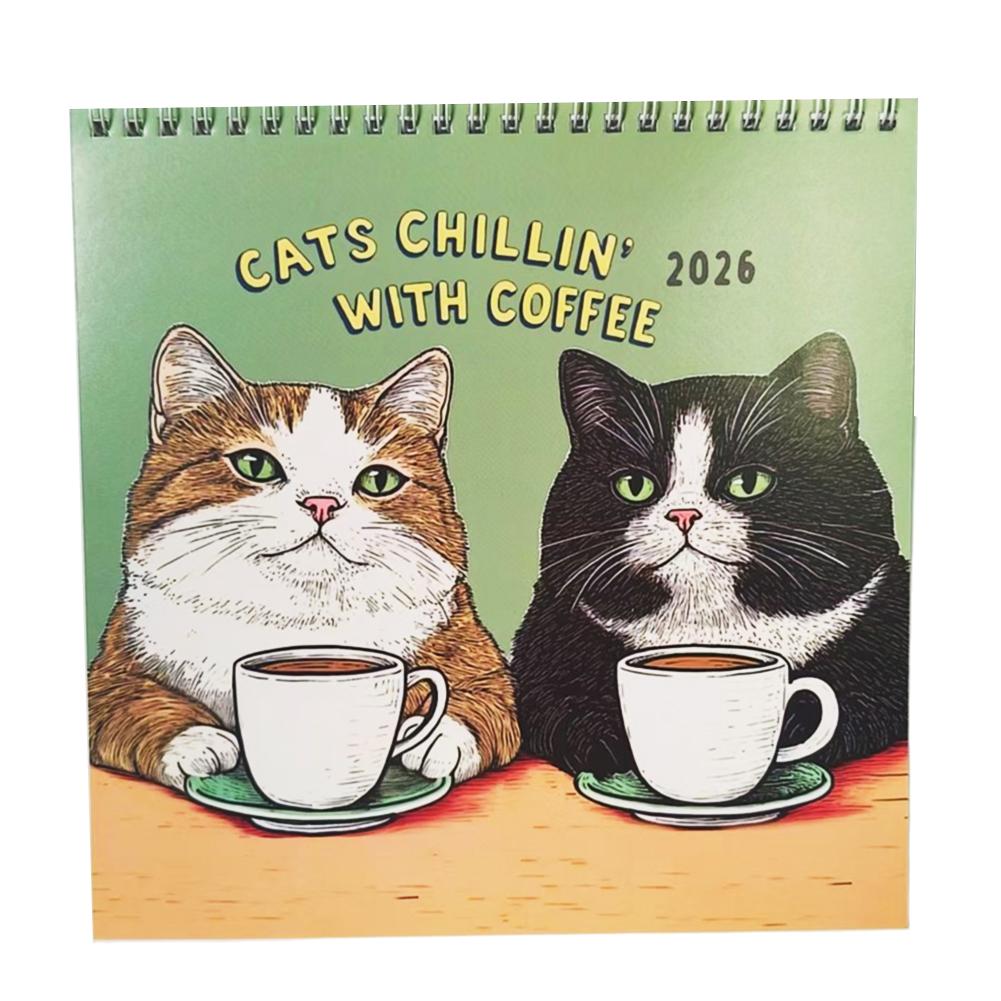 

Креативный семейный планер 2026 Забавный календарь с кошачьим артом Настенный подвесной Ручной работы 12-месячный органайзер расписания Для офиса учебы