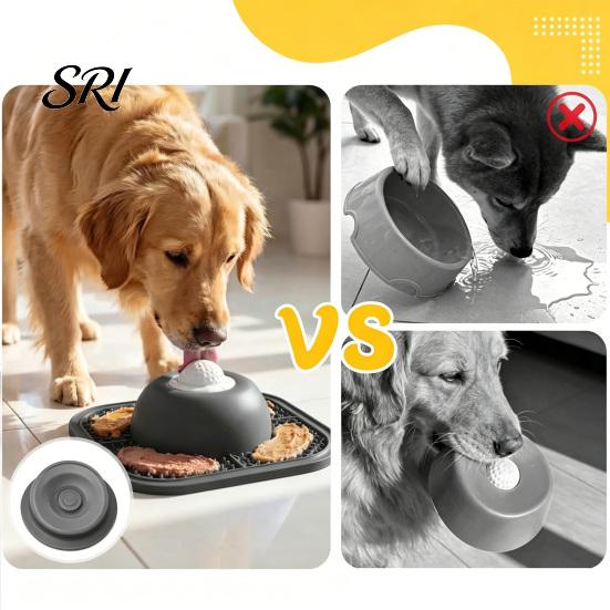 Slow Feeder for Soft Food Dog Bowl with Lick Mat Non-Slip Interactive Anti-spill Rolling Ball Silicone Licking Toy Liquid And Thick Treat Dogs