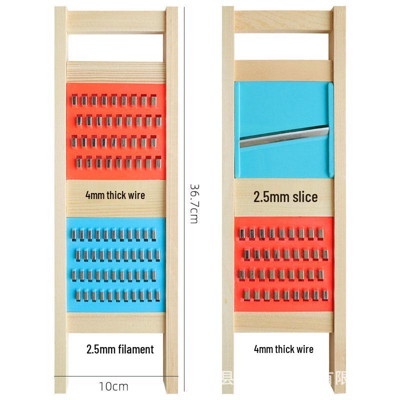 Doppelter Kartoffelschneider mit Handschutz: Reibe aus Massivholz zum groben und feinen Reiben, für Julienne-Scheiben und für den Haushaltsküchengebrauch.