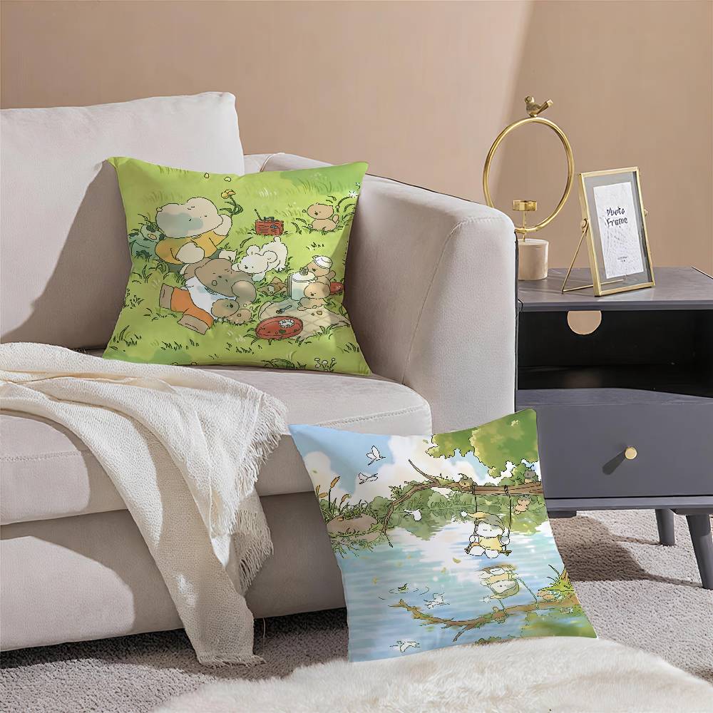 Author Somdoo Cute Animals Quiat Peaceful Pillow Case Comfort Sofa Bed Silky elegant Invisible zipper Decorative cushion cover