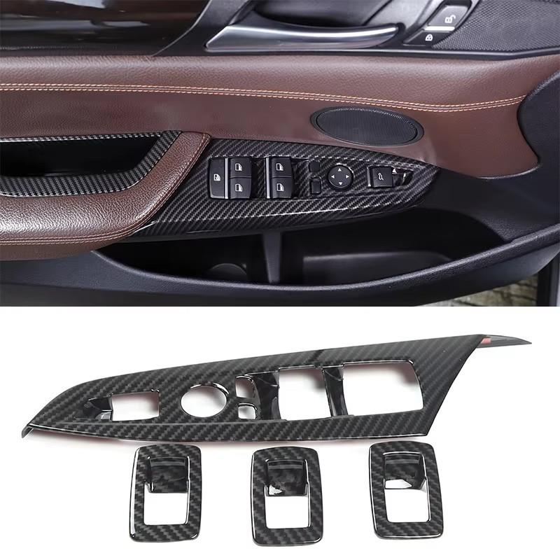 For BMW X3 X4 F25 F26 2011-2017 ABS Carbon fiber Car Window Glass Lift Button Decorative Frame Sticker Car Interior Accessories