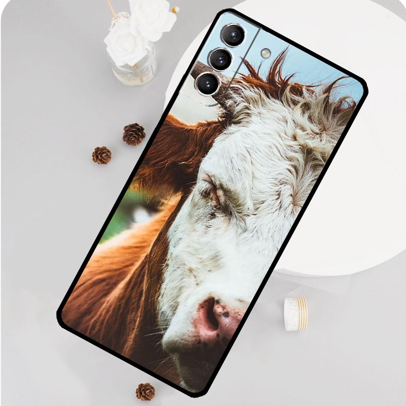 Funny Cow Face Phone Case For Samsung Galaxy S25 S26 Ultra S20 S21 S22 S23 S24 Plus S10 S25 FE Funda Cover