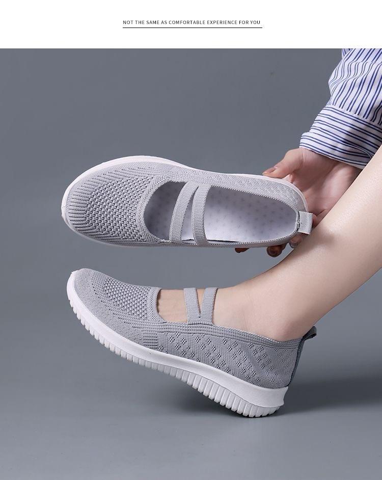 Shoes women's 2025 new cloth shoes large size women's shoes breathable fly-woven shoes soft-soled casual mother shoes