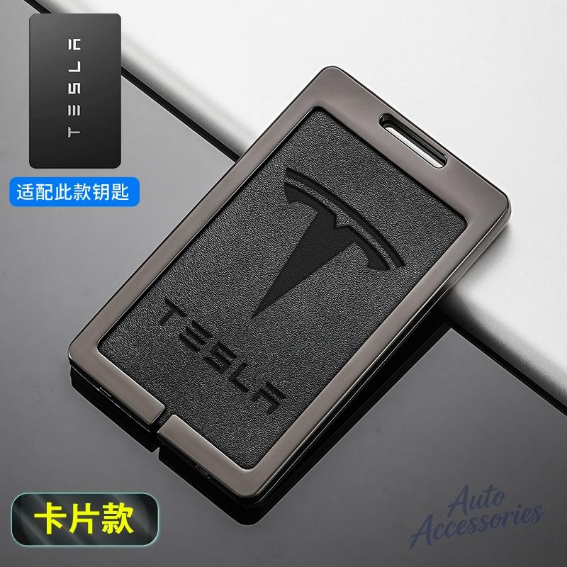 Leder Auto NFC Karten Schlüssel Etui Hülle Zinklegierung Schutzschale Schlüsselanhänger Für Tesla Model 3 Model Y Model S X Schlüsselanhänger Zubehör