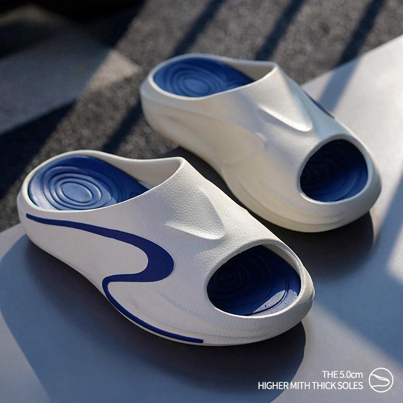 

Тапочки из кокоса мужские летние 2025 г. новые толстые подошвы нескользящие пляжные сандалии спортивные шлепанцы 40-41 синий