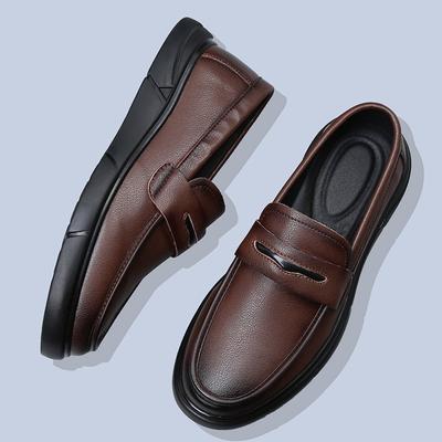 Spring Men's Fashion Genuine Leather Lazy Comfort Footwear Bean Shoes Brand Men's Breathable Soft Sole Anti Slip Driving Shoes