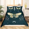 Death Moth Duvet Cover,Butterfly Comforter Cover Set Twin Size,Sun and Moon Galaxy Bedding Sets for Kids Boys Girls,Gothic Butterflies Boho