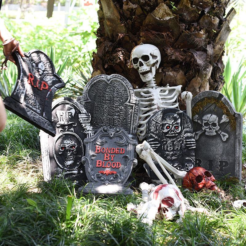 Halloween Foam Tombstone Skeleton Haunted House Stone Party Yard Decoration Door