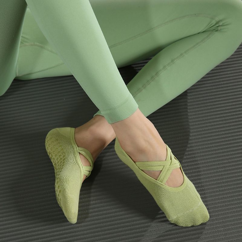 

Sweat-Absorbent Spring and Summer Open Back Ins Easiest for Match Cross Yoga Socks 2421D Green