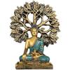 Tree Buddha Statue Showpiece Idol Home Decor Items for Living Room and Gifts Decorative Showpiece - 24 Cm  (Resin, Gold, Green)