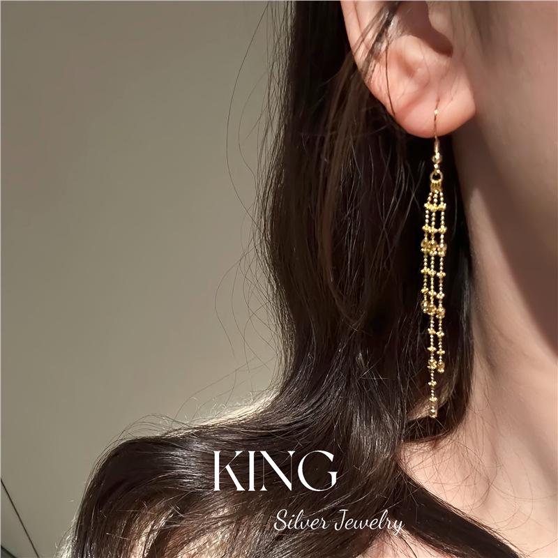 658 Starlight Tassel Earrings | Gold-Plated 925 Sterling Silver Super Sparkle, High-End Luxury Design