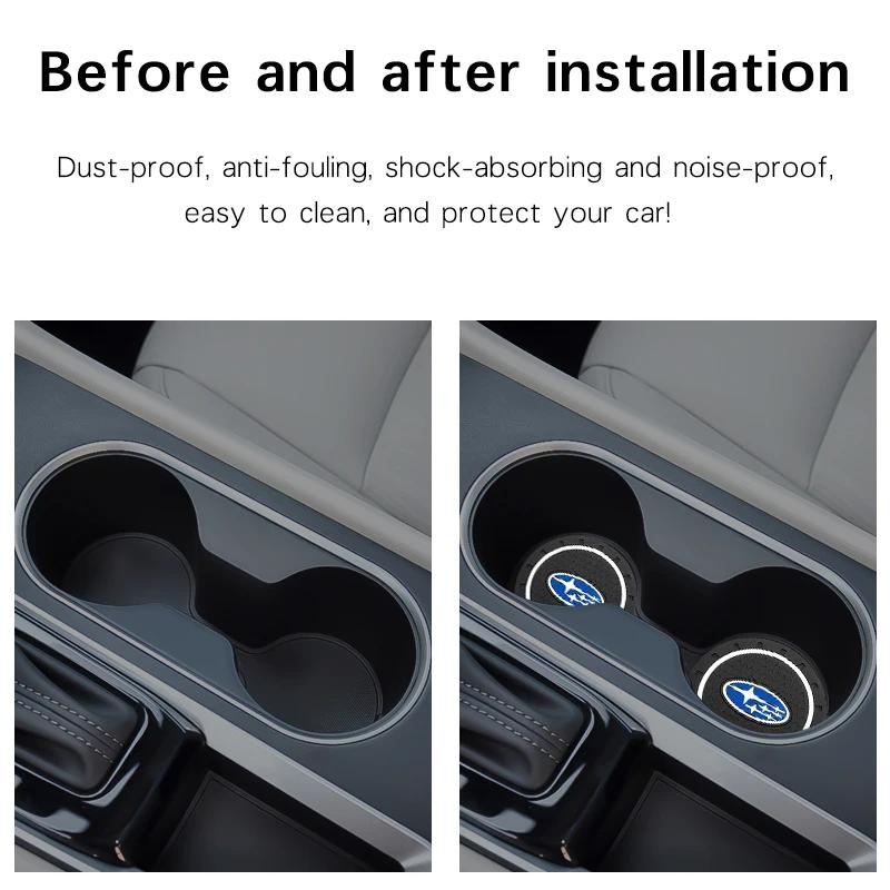 For Subaru STI Forester Legacy Outback WRX Crosstrek Car 2Pc Car Coasters Water Cup Slots Non-Slip Mat Water Cup Pad VV333