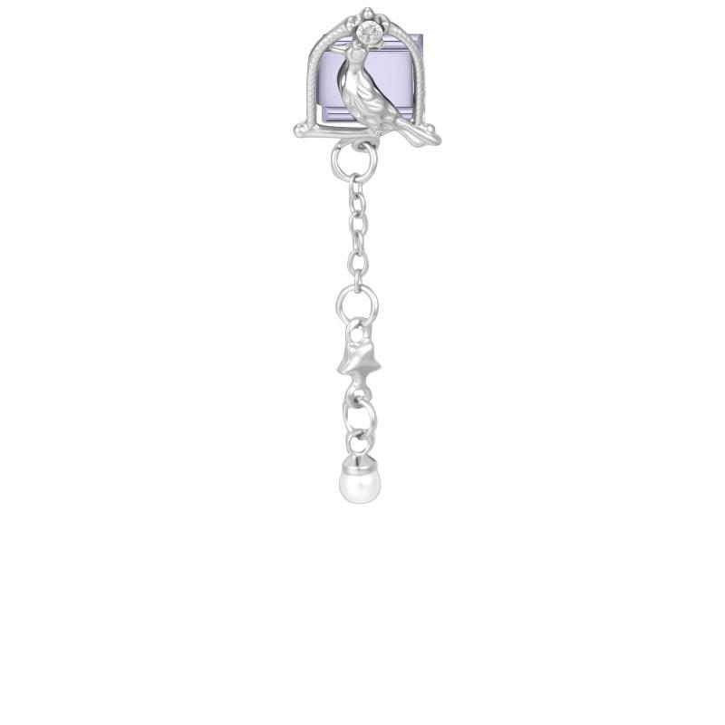 Y2K Purple Series Bow Candy Heart Flower Shiny Italian Charm Links Fit 9MM Stainless Steel Bracelet Girls' DIY Making Jewelry