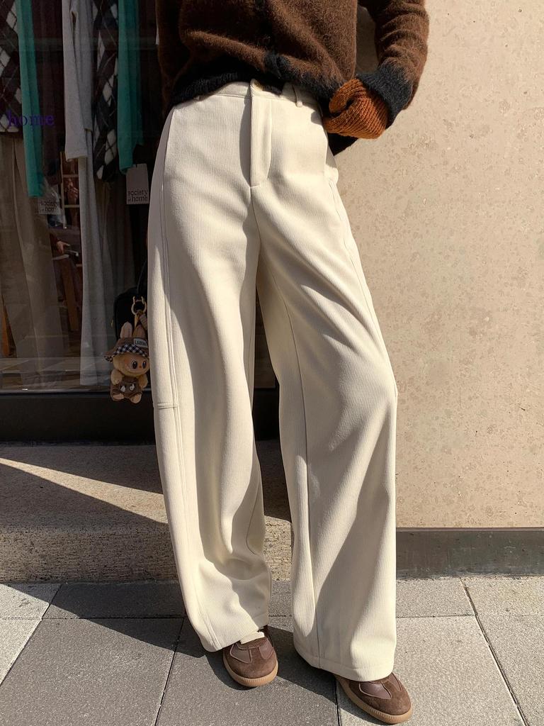 Women's Winter Corduroy Pants: Retro, Thickened, Loose Straight-Leg Design – No Returns or Exchanges