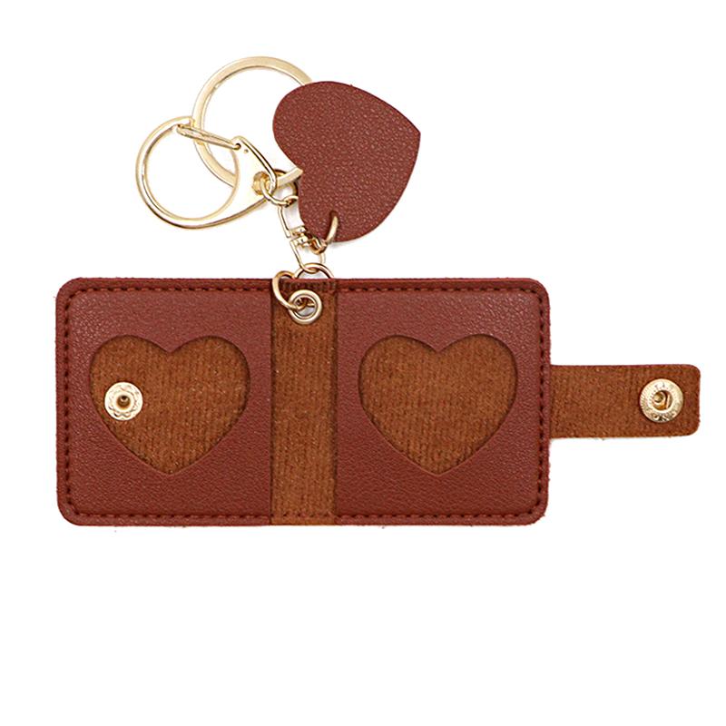 1PC Mini Photo Album Portable DIY Pockets Storage Bag Charms Cute Keychain Gift Faux Leather Memorial Photo Album Multicolor